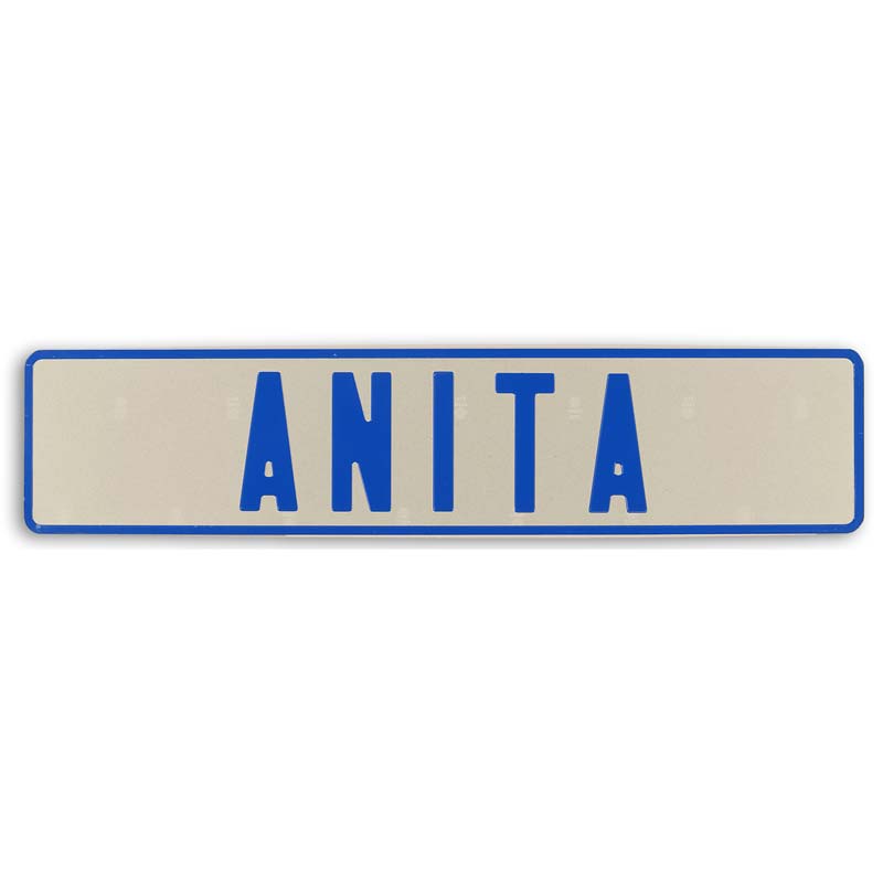 LKW Namensschild weiss mit blauer Schrift LKW Namensschild weiss mit blauer Schrift