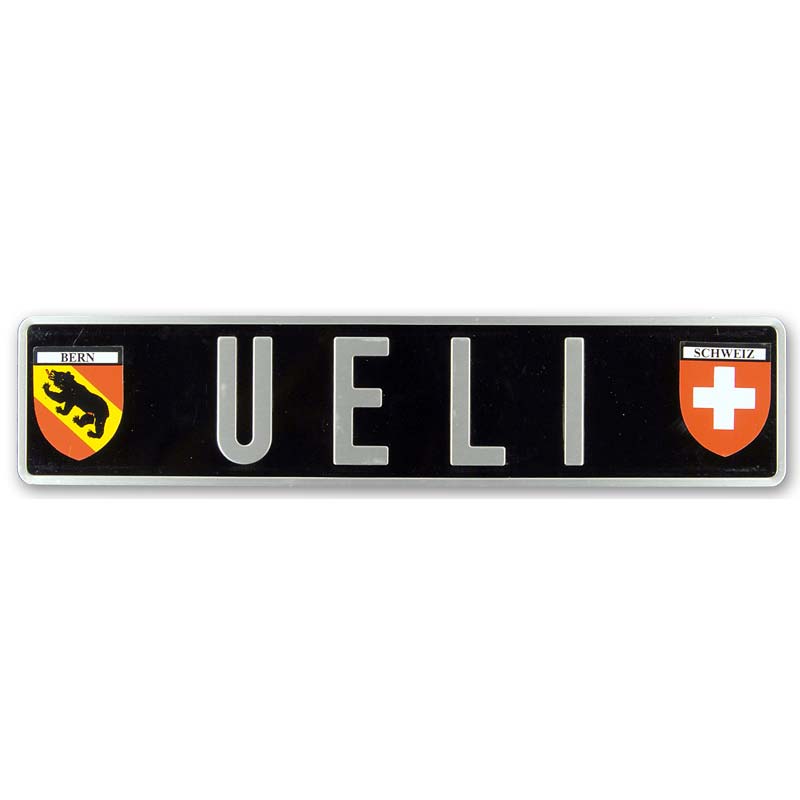 Namensschild schwarz mit alu schrift Namensschild schwarz mit alu schrift